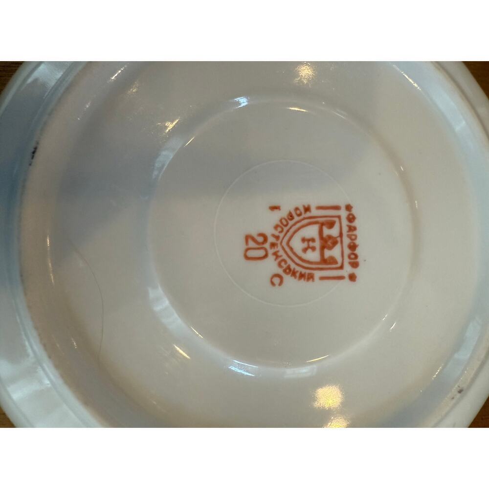 Ukrainian Korosten Porcelain USSR Soviet Russian Luster 4 Tea Cup & Saucer Sets - Picture 4 of 9